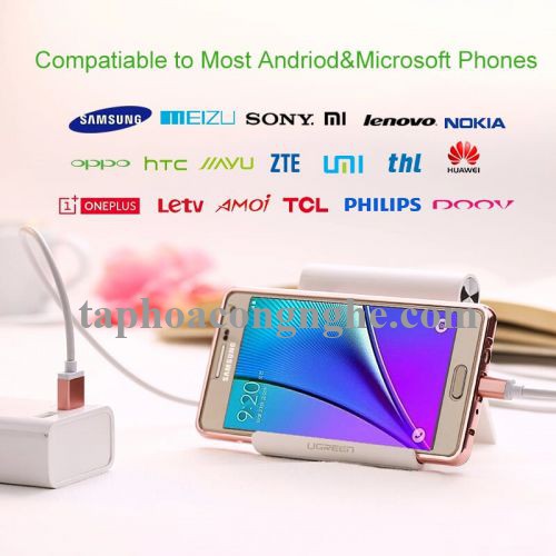 Ugreen 30664 0.5M màu Hồng Cáp sạc truyền dữ liệu USB 2.0 sang MICRO USB đầu mạ vàng US134 30030664